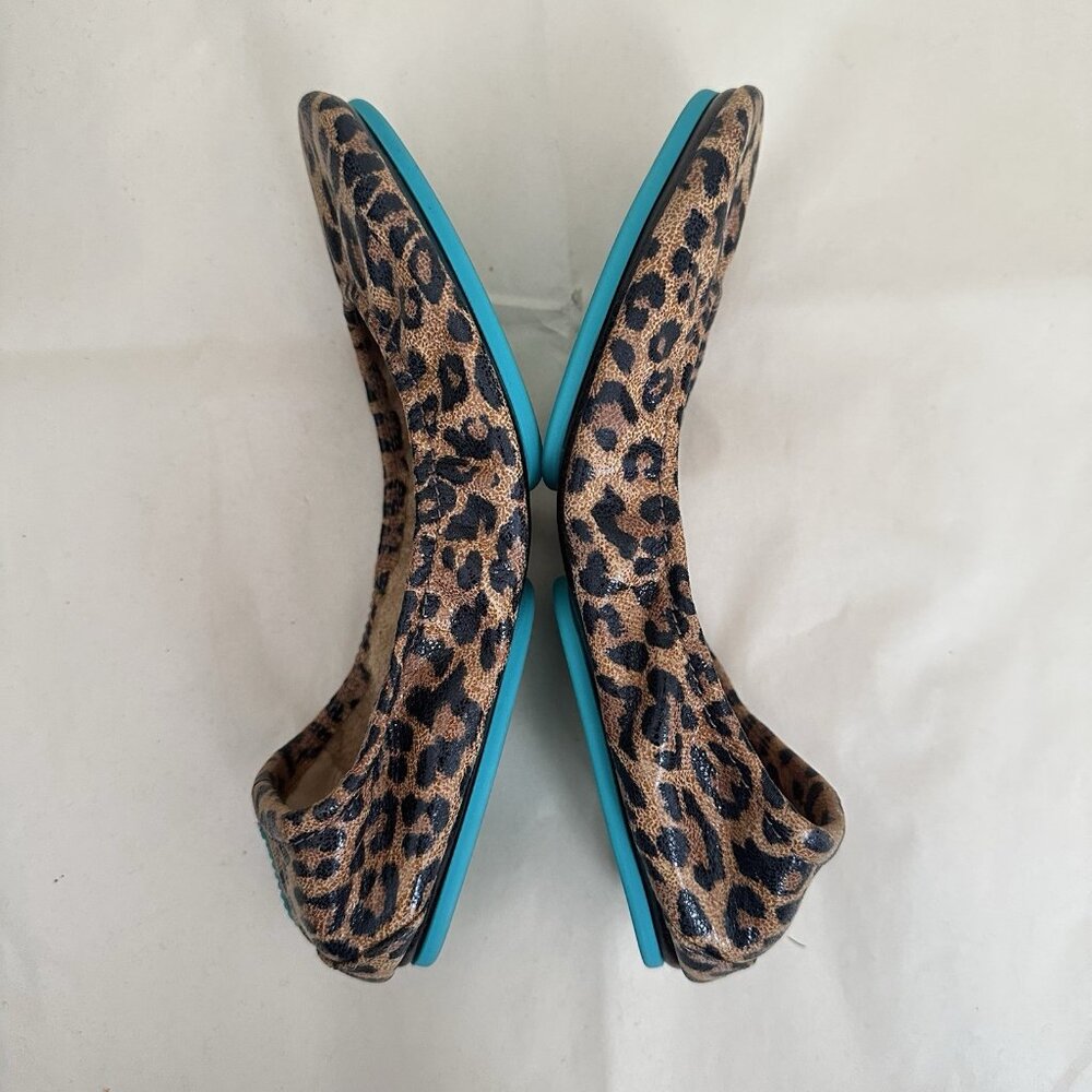 SOLD NEW Tieks by Garrieli Ballet Flats Leopard Leather Teal Soles Women 7 Flexi - Picture 5 of 8